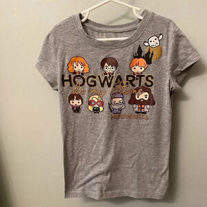 Harry Potter hogwarts is my home kids tee gray cartoon characters medium